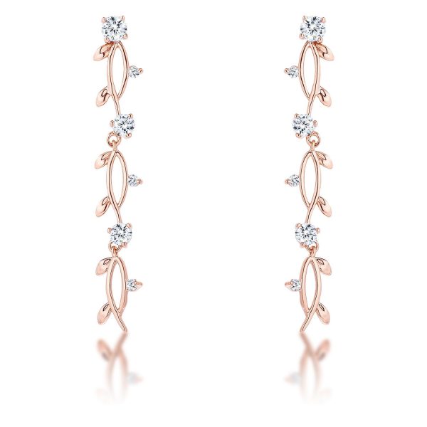 1.1Ct Vine Design Rose Gold Plated Earrings