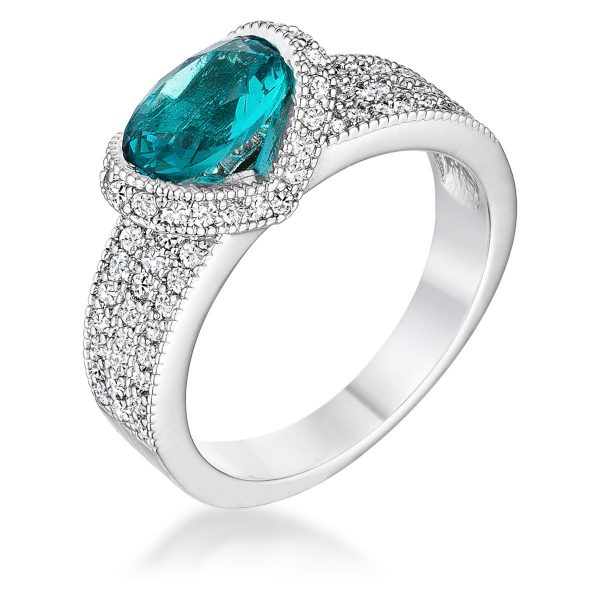 1.6 Ct Aqua Oval CZ Ring