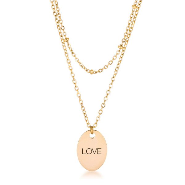 18k Gold Plated Double Chain "LOVE" Necklace