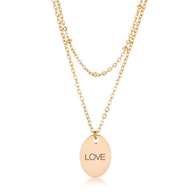 18k Gold Plated Double Chain "LOVE" Necklace