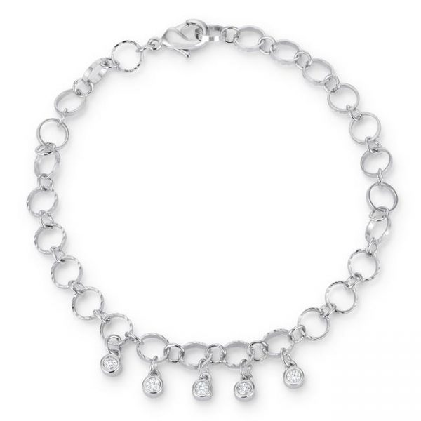 .55 Ct Stunning 8" Rhodium Bracelet with CZ Charms