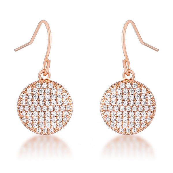 .6 Ct Elegant CZ Rose Gold Plated Disk Earrings