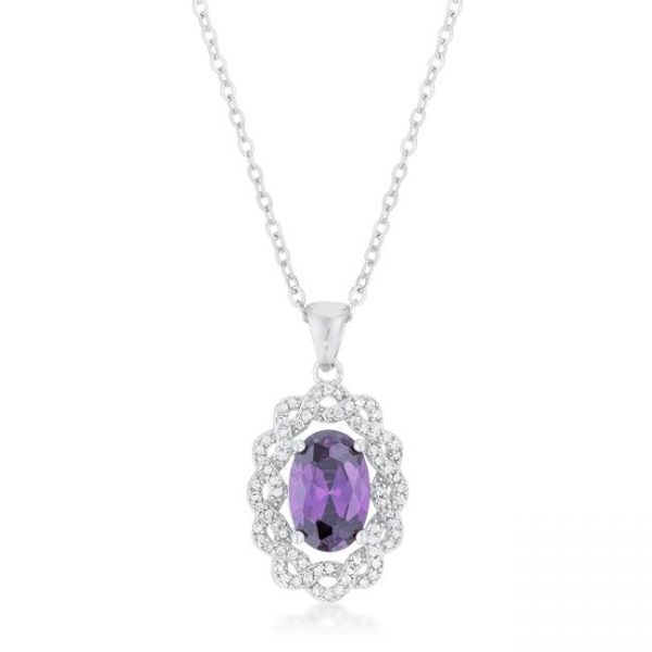 Amethyst Oval Drop Necklace