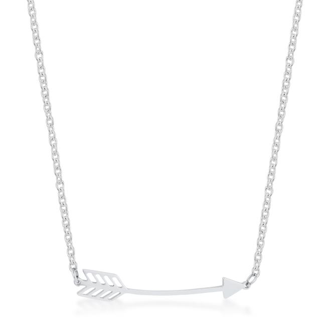 Arianna Rhodium Stainless Steel Arrow Necklace