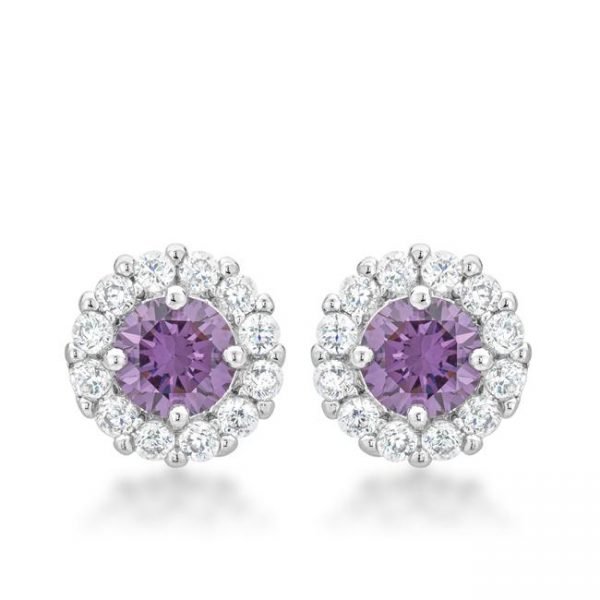 Bella Bridal Earrings in Purple