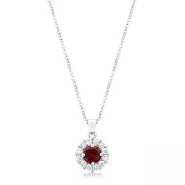 Bella Bridal Pendant in Garnet Red