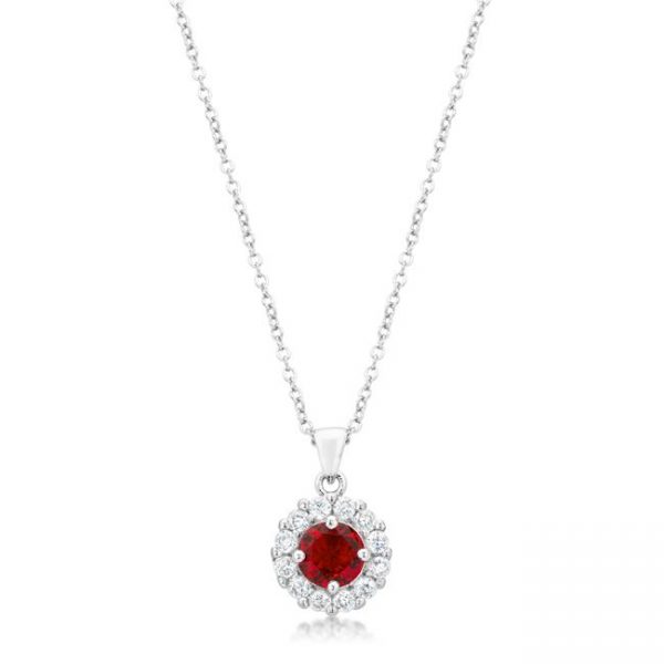 Bella Bridal Pendant in Ruby Red