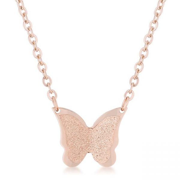 Breanne Rose Gold Stainless Steel Rose Gold Butterfly Necklace