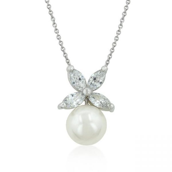 Butterfly White Pearl Pendant