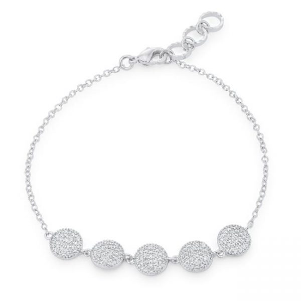 Carol 0.8ct CZ Rhodium Pave Disc Bracelet