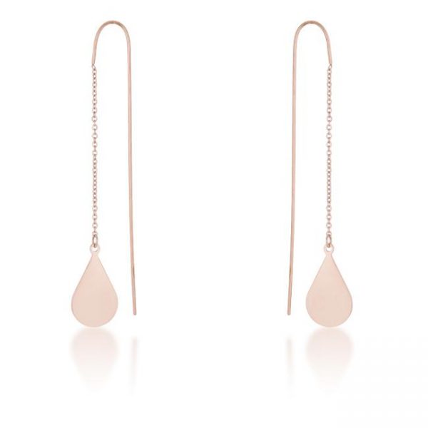 Chloe Rose Gold Stainless Steel Teardrop Threaded Drop Earrings