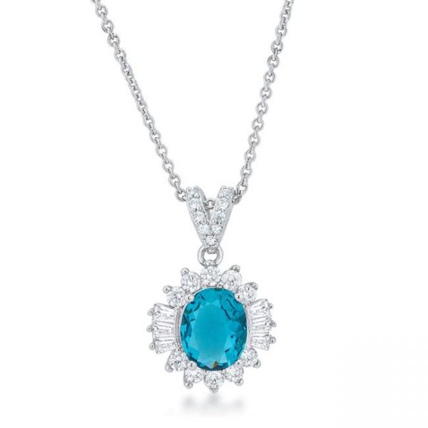 Chrisalee 3.2ct Aqua CZ Classic Drop Necklace