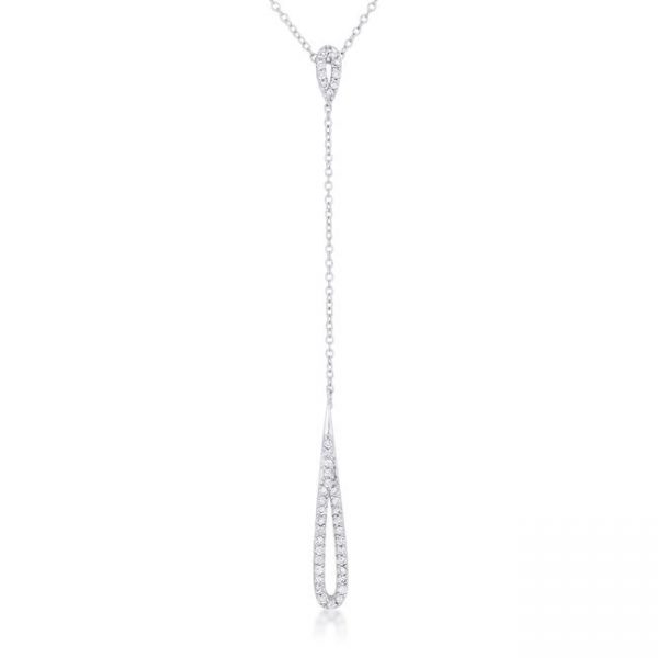 Chrisette 0.4ct CZ Rhodium Classic Drop Lariat Necklace