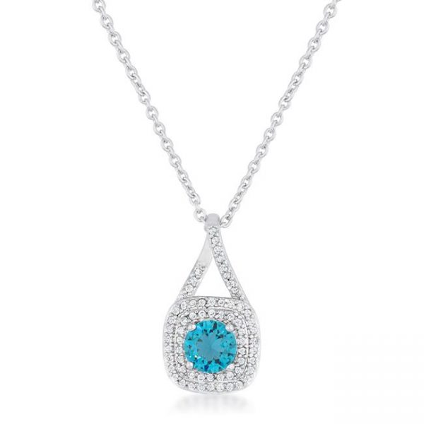 Christal 1.2ct Aqua CZ Rhodium Classic Necklace