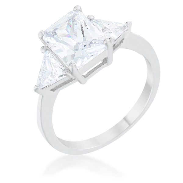 Classic Clear Rhodium Engagement Ring