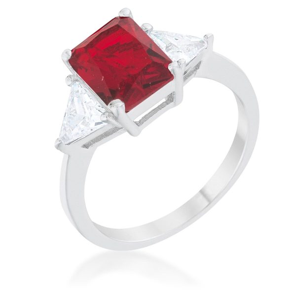 Classic Ruby Rhodium Engagement Ring