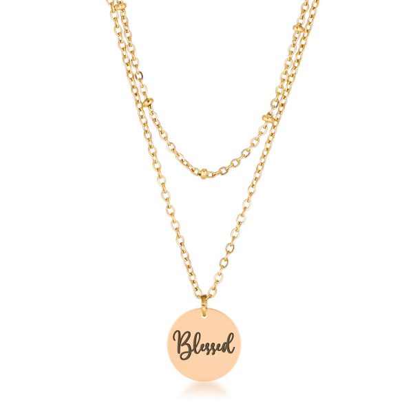 Delicate 18k Gold Plated "Blessed" Necklace