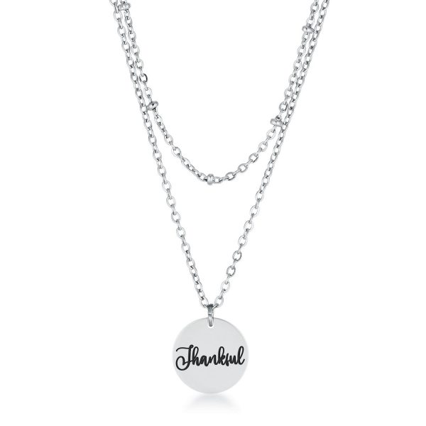 Delicate Stainless Steel "Thankful" Necklace