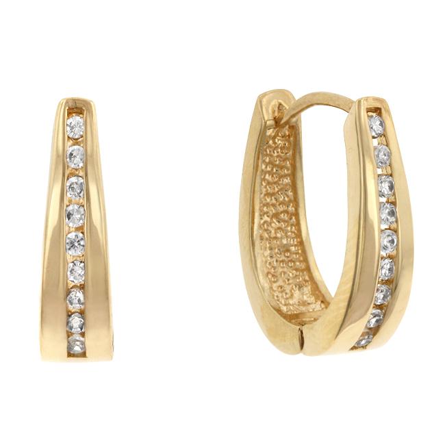 Elegant Goldtone Finish Cubic Zirconia Hoop Earrings – LUSTER JEWEL