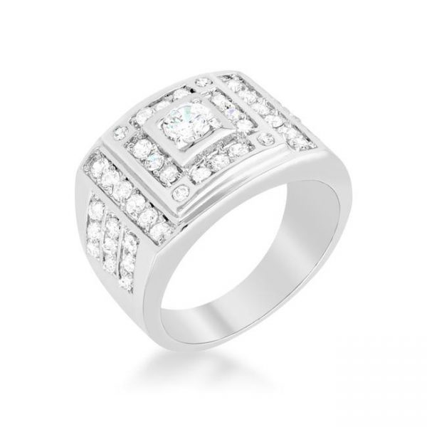 Geometric Cubic Zirconia Ring