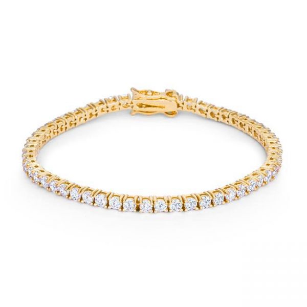 Goldtone Finish Victorian Cubic Zirconia Tennis 7 Inch Bracelet