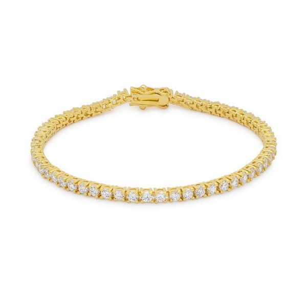 Goldtone Finish Victorian Cubic Zirconia Tennis 8 Inch Bracelet