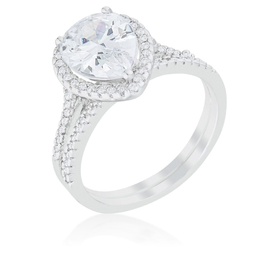 Halo Solitaire Pear Engagement Ring – LUSTER JEWEL