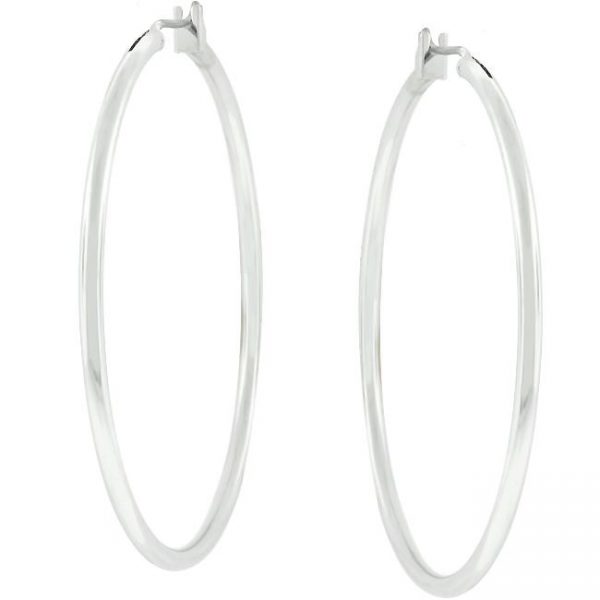 Large Silvertone Finish Hoop Earrings