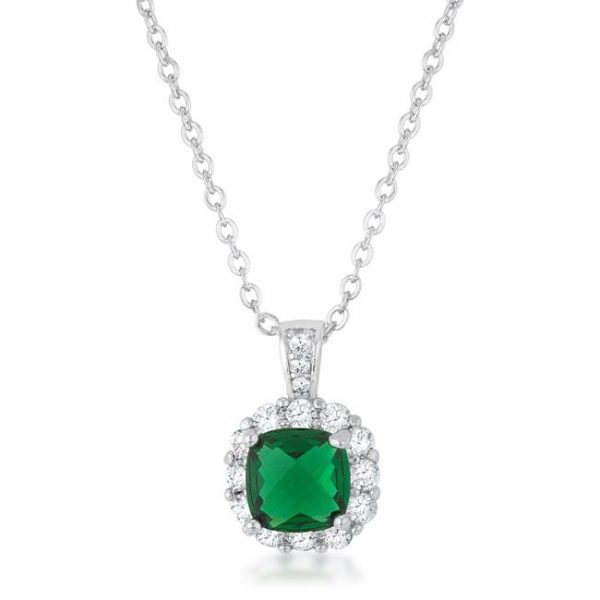 Liz 2.6ct Emerald CZ Rhodium Classic Necklace