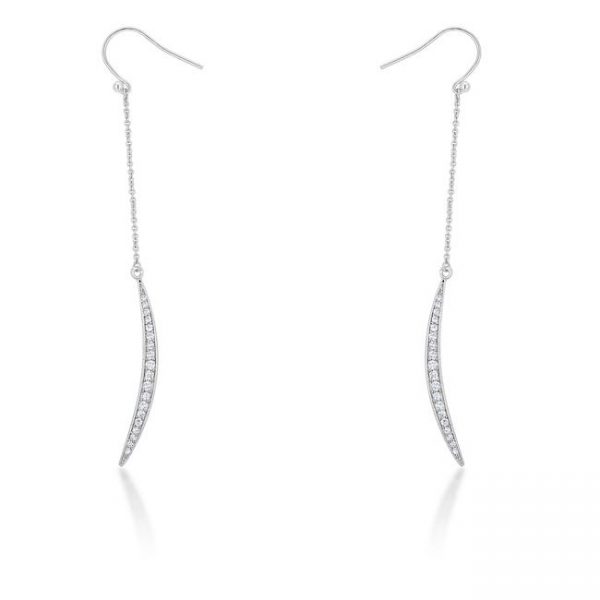 Luna 0.5ct CZ Rhodium Delicate Moon Drop Earrings