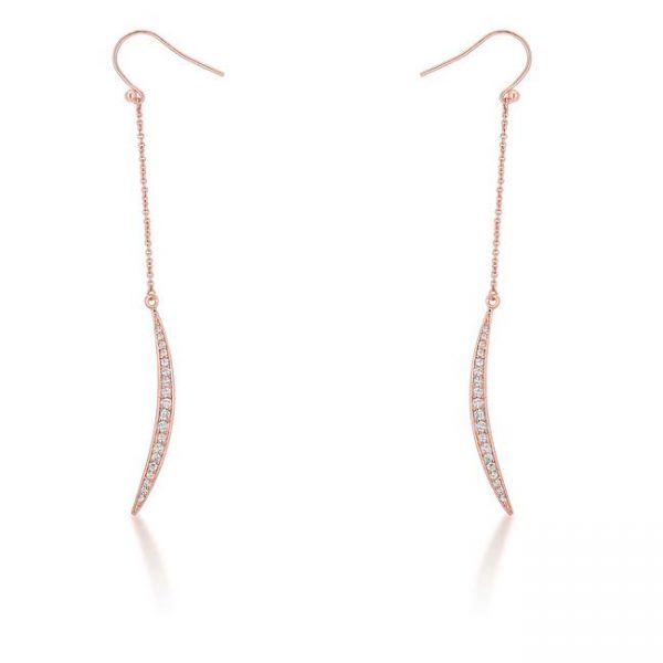 Luna 0.5ct CZ Rose Gold Delicate Moon Drop Earrings