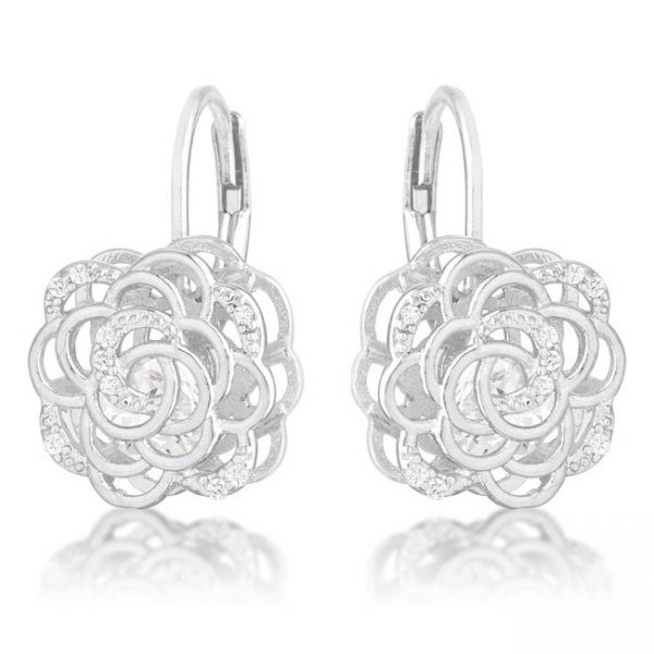 Maya 1.5ct CZ Rhodium Rose Drop Earrings