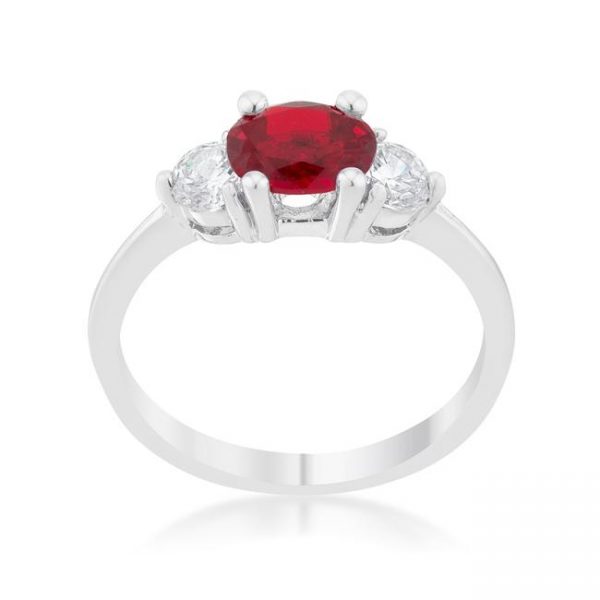 Miranna 1.2ct Garnet CZ Rhodium Classic Oval Ring