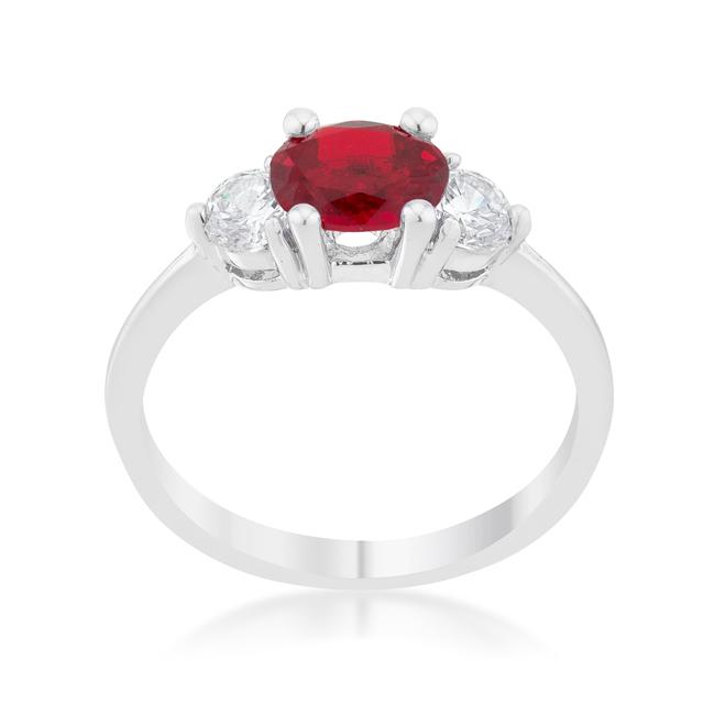 Miranna 1.2ct Garnet CZ Rhodium Classic Oval Ring