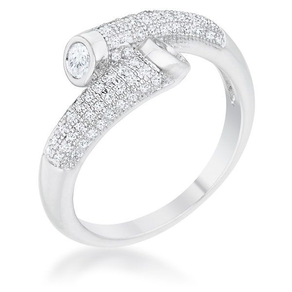 Perry 0.62ct CZ Rhodium Contemporary Wrap Ring