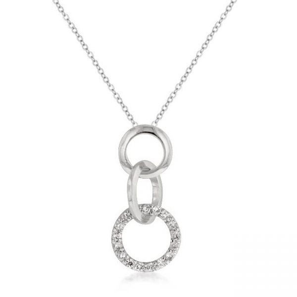 Rhodium Plated Finish Triplet Hoop Pendant