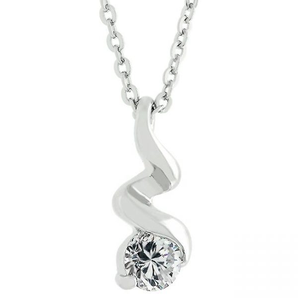 Rhodium Plated Finish Twist Pendant