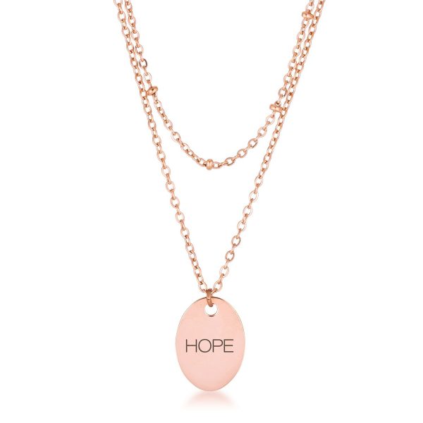 Rose Gold Plated Double Chain "HOPE' Necklace