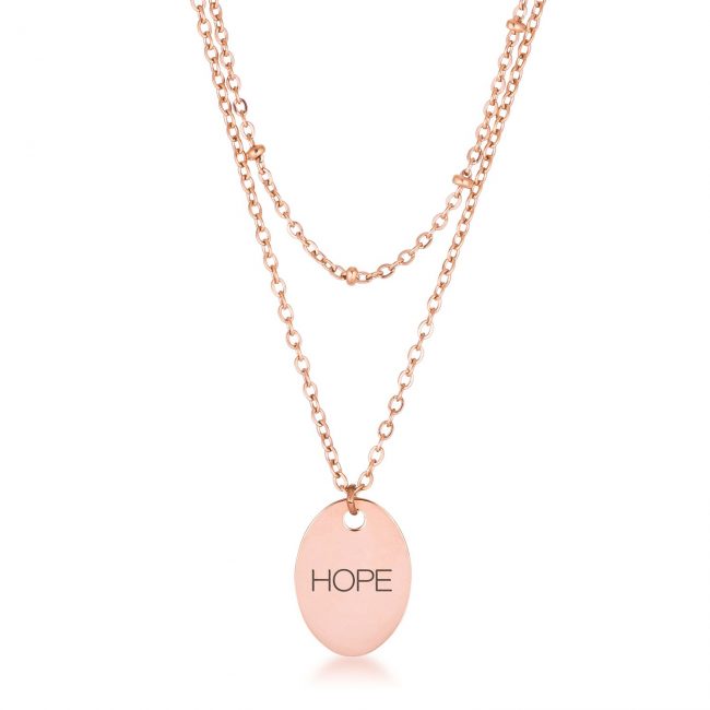 Rose Gold Plated Double Chain "HOPE' Necklace