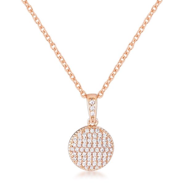 Rose Gold Plated Necklace with CZ Disk Pendant