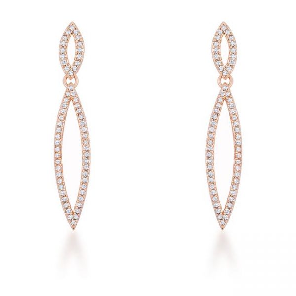 Sara 1.2ct CZ Rose Gold Delicate Double Teardrop Drop Earrings