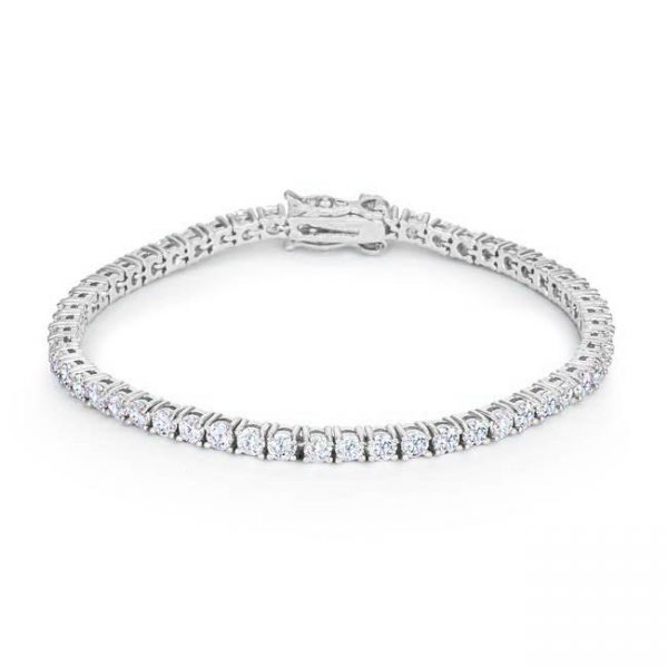 Silvertone Finish Victorian Cubic Zirconia Tennis 7 Inch Bracelet