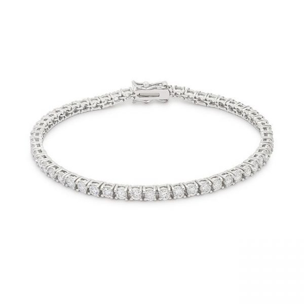 Silvertone Finish Victorian Cubic Zirconia Tennis 8 Inch Bracelet