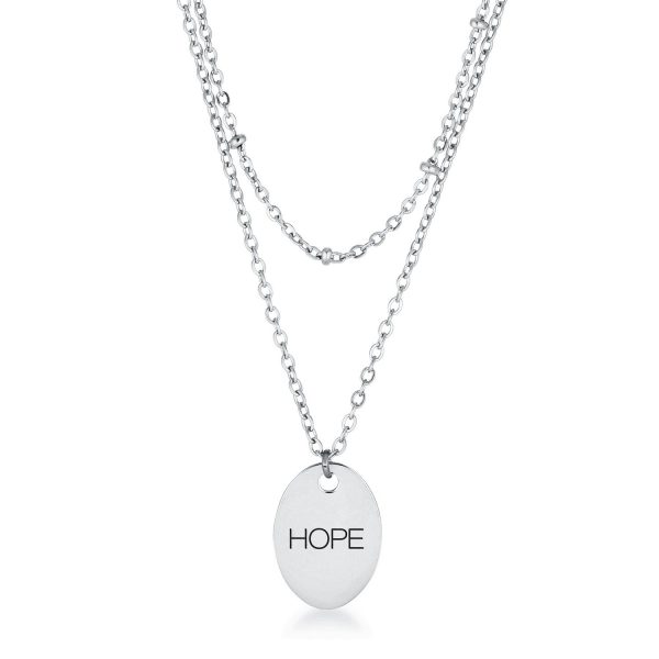 Stainless Steel Double Chain "HOPE" Necklace