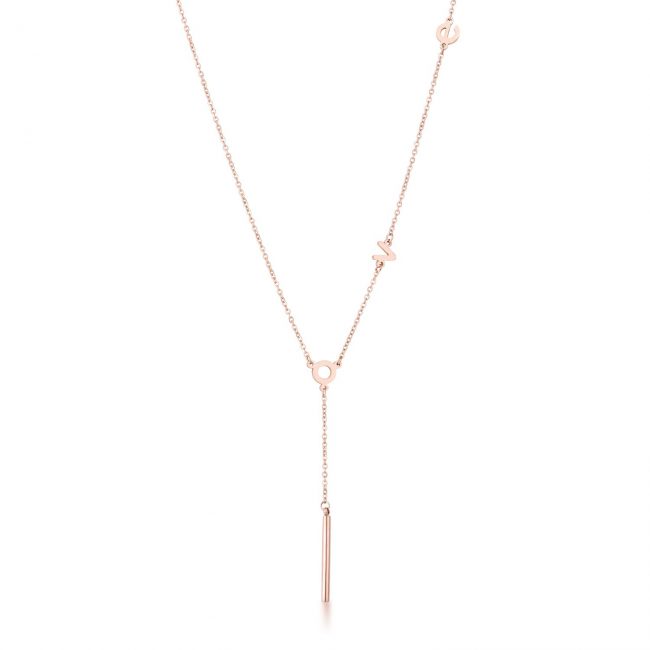 Stainless Steel Rose Goldtone LOVE Necklace