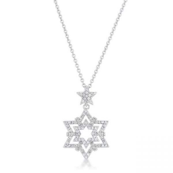 Stella 0.3ct CZ Rhodium Star Drop Necklace