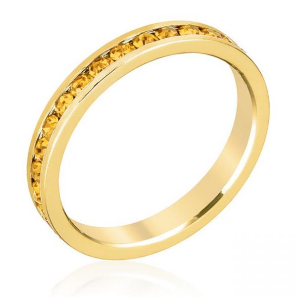 Stylish Stackables Yellow Crystal Gold Ring