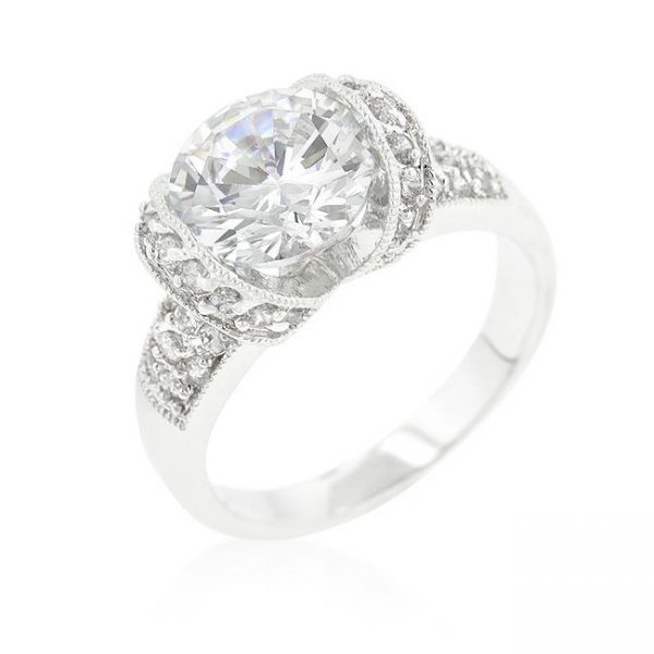 Tension Set Cubic Zirconia Engagement Ring